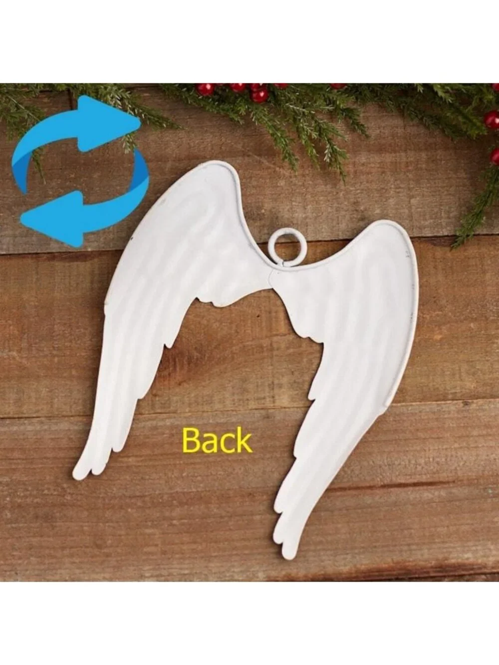 Vintage Shabby Chic Angel Wings | Set of 2 | 7x6 Inch Metal Distressed Decor
